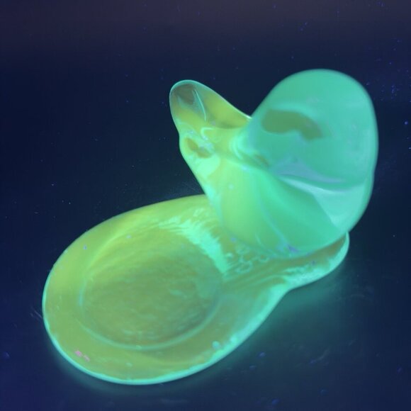 1990 Leo Ward Blue Bird Of Happiness Glass Bird Tea Light Holder UV Glow Votive - Picture 2 of 12